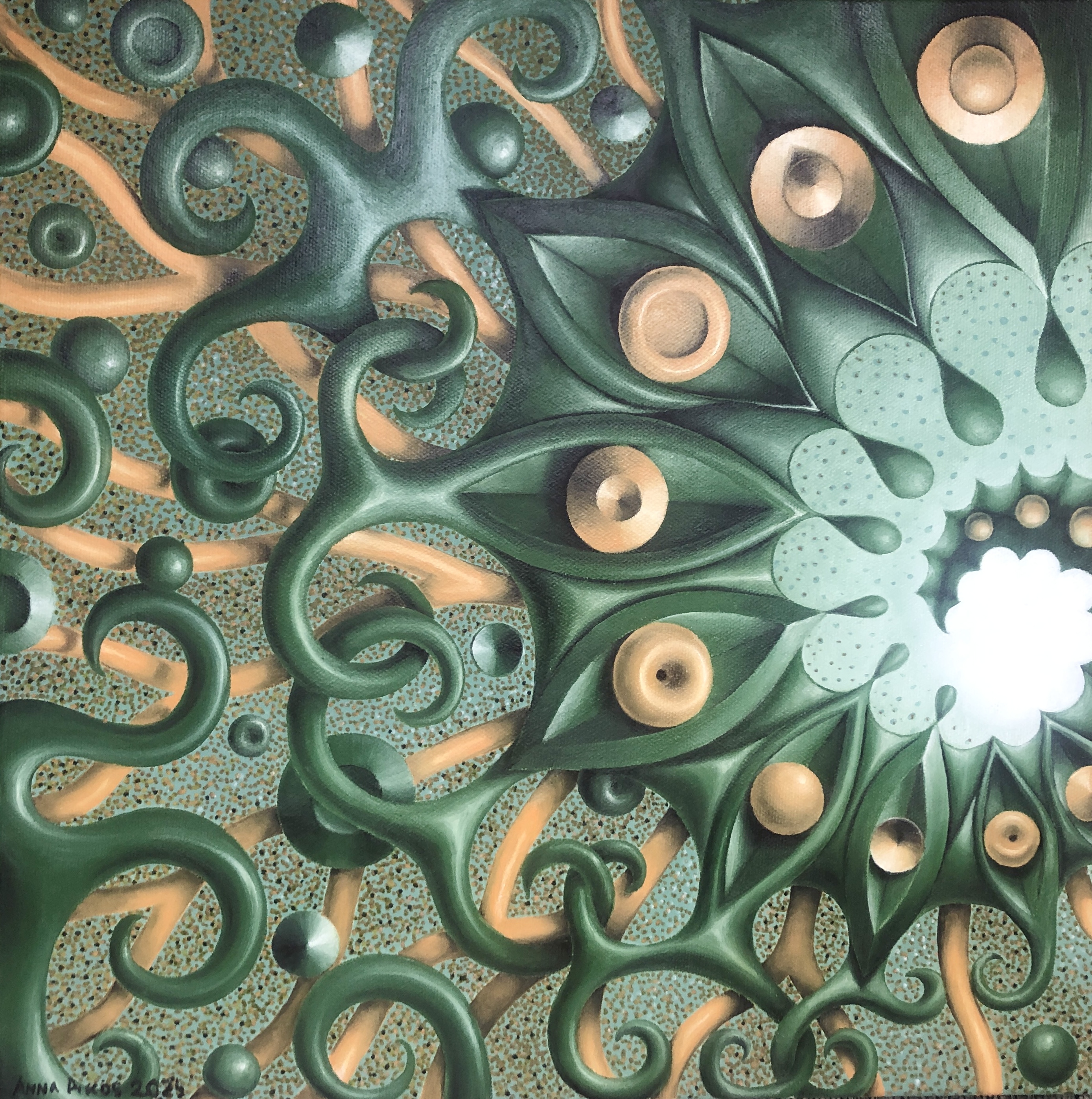 A bright and uplifting spiral composition with radiant yellows, soft pinks, and luminous whites, forming a sense of upward movement and harmony, suggesting a chain of positive outcomes.